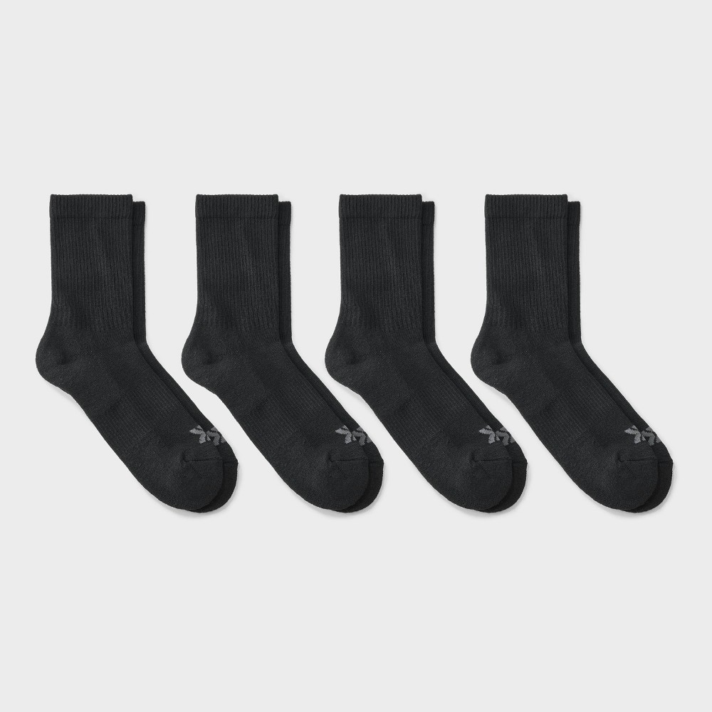 Women's Cushioned Active 4pk Crew Socks - All In Motion™ Black 4-10: Arch Support, Zone Cushioning