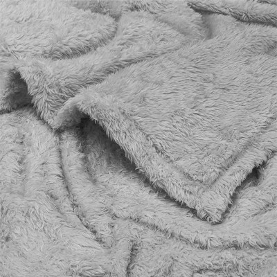 Light Gray Twin Faux Fur Sherpa Fleece Throw Blanket