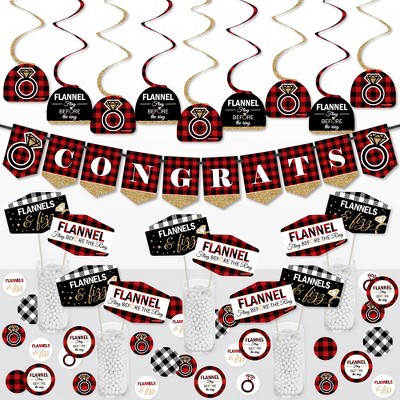 Big Dot of Happiness Flannel Fling Before The Ring - Buffalo Plaid Bachelorette Party Supplies Decoration Kit - Decor Galore Party Pack - 51 Pieces