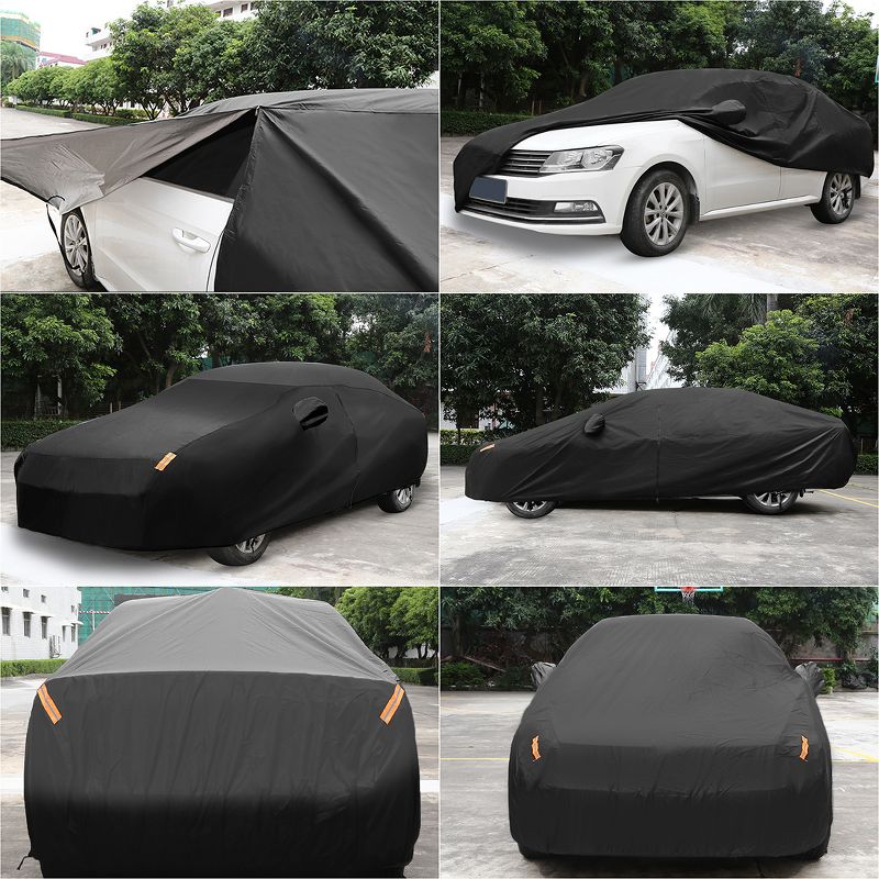 Unique Bargains Waterproof Heat Resistant with Driver Door Zipper and Reflective Strips Car Cover, 2 of 9