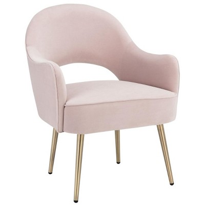 Evelyn Light Pink Velvet Accent Chair with Tapered Gold Legs