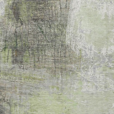 HomeRoots 3' X 5' Artichoke Green And Ivory Abstract Washable Indoor Outdoor Area Rug