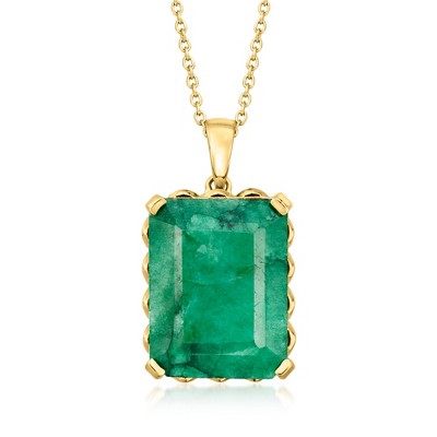 Ross-Simons 11.00 Carat Emerald Pendant Necklace in 18kt Gold Over Sterling Size 18