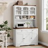 71" Pantry Cabinet with Charging Station - Farmhouse hutch includes microwave stand & storage drawers for kitchen/living/dining room. - 2 of 4