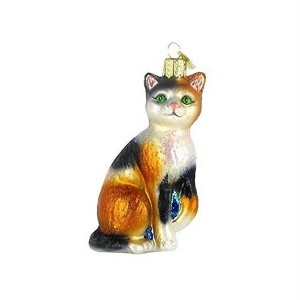 Old World Christmas Glass Blown Ornament, Calico Cat - 1 of 2