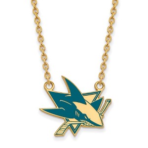 Black Bow Jewelry 14k Yellow Gold Plated Sterling Silver San Jose Sharks NHL Necklace 18 Inch - 1 of 4