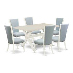 HomeStock 7-Piece Natural Oak Finish Solid Wood Top Dining Table with 6-Chairs - 1 of 4