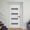Wooakway 36"W × 80"H 4-Lite Exterior Frosted Glass Prehung Front Entry Door Primed Interior Fiberglass Entrance Door - 3 of 4
