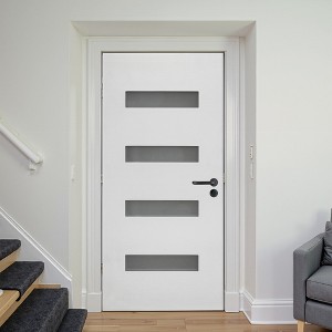 SpassWay 36"W*80"H 4-Lite Exterior Frosted Glass Prehung Front Entry Door Primed Interior Fiberglass Entrance Door - 1 of 4