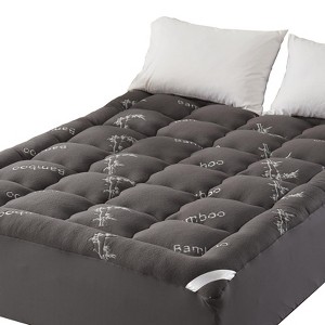Itopfox King Mattress Topper with Bamboo Viscose, Thick Pillow Top Pad for Enhanced Comfort, Breathable Design for Back Pain Relief in Dark Gray - 1 of 4