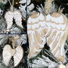 AuldHome Design Angel Wing Wooden Ornaments Set of 6; Farmhouse Rustic Carved Wood Christmas Decorations - 2 of 4