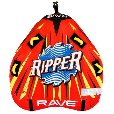 RAVE Sports 02918-RV-SMU Ripper 2 Rider Nylon Inflatable Towable Float with Foam Handles, Neoprene Knuckle Guards and Quick Connect Tow Points, Red