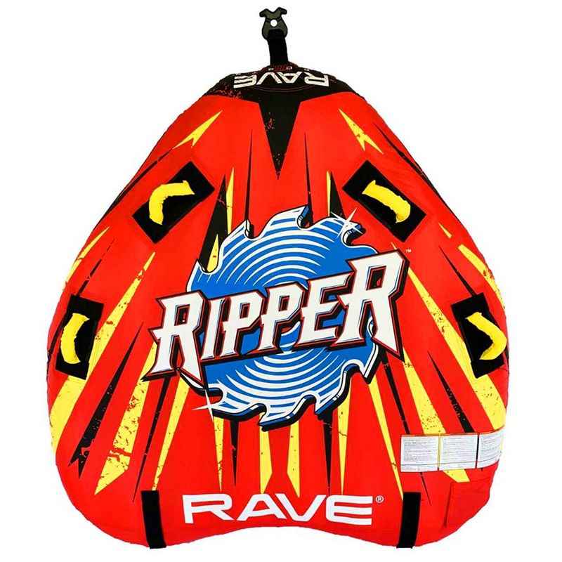RAVE Sports 02918-RV-SMU Ripper 2 Rider Nylon Inflatable Towable Float with Foam Handles, Neoprene Knuckle Guards and Quick Connect Tow Points, Red, 1 of 7