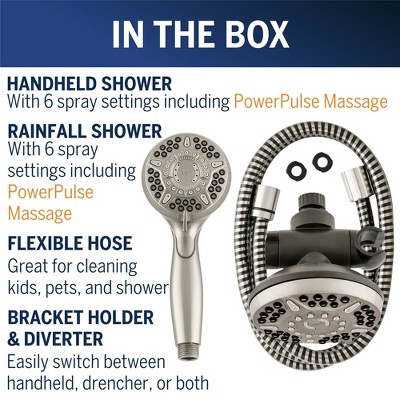 Brushed Nickel Dual Shower Head System with Handheld Combo