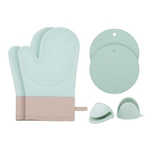 REGALWOVEN Oven Mitts and Pot Holders Sets of 6 Heat Resistant Kitchen Oven Gloves Sets with Non-Slip Silicone for Kitchen - 1 of 4