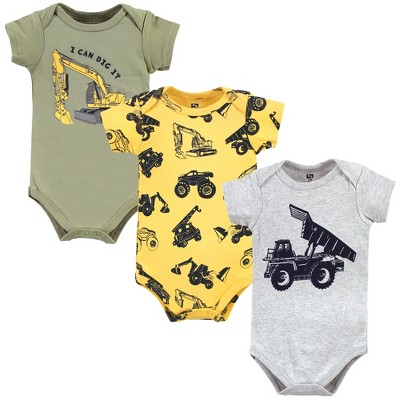Hudson Baby Infant Boys Cotton Bodysuits, Construction Trucks, 0-3 Months