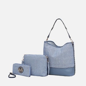 MKF Collection Wren Women’s Vegan Leather Hobo with Pouch and Wristlet Wallet by Mia K- 3 pieces - 1 of 4