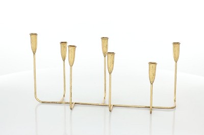 Gold Slim 7-Candle Metal Candelabra