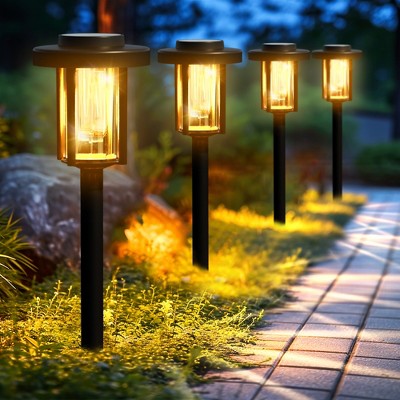 Gigalumi 8-Pack Solar Pathway Lights, IP65 Waterproof Outdoor Garden Lighting with Warm White Glow for Walkways, Yards, Patios