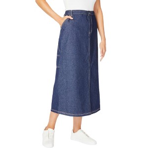 Woman Within Plus Size Carpenter Denim Skirt - 1 of 4