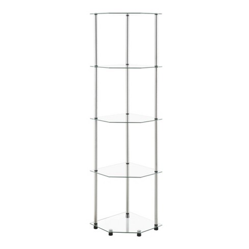 Breighton Home 60.25" Designs2Go Classic Glass 5 Tier Corner Tower Glass/Chrome: Tempered Shelves, No-Tool Setup - image 1 of 4