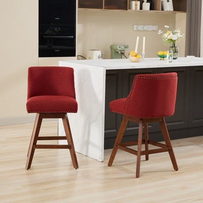 NicBex 26" Swivel Bar Stools Set of 2,Counter Stools with Padded Backrest,360° Rotating Stool Chair with Footrest,Island Chairs for Bar&Cafe
