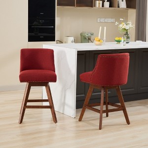 NicBex 26" Swivel Bar Stools Set of 2,Counter Stools with Padded Backrest,360° Rotating Stool Chair with Footrest,Island Chairs for Bar&Cafe - 1 of 4