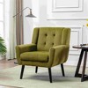 CAVINAS Linen/Velvet/Teddy/Leather Upholstered Accent Chair with Black Legs,Modern Upholstered Armchair with Wood Frame for Living Room - 2 of 4