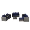 6-Piece Patio Conversation Set: All-Weather Wicker Sofa + Pillows & Tempered Glass Table - 4 of 4