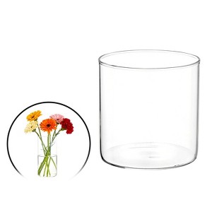 Unique Bargains Glass Bouquet Floating Candle Decorative Cylinder Vase Clear - 1 of 4