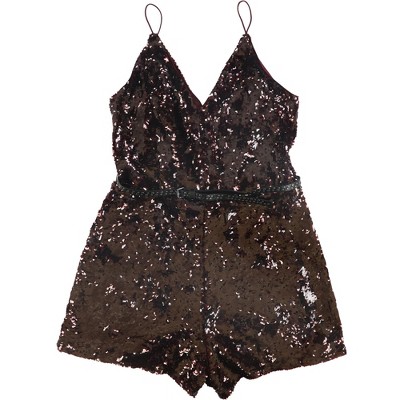 GUESS Womens Sequined Romper Jumpsuit
