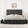 Whizmax Bed Frame with 4 Storage Drawers and Linen Upholstery Headboard and Footboard, Mattress Foundation with Wooden Slats Support, Gray - image 3 of 4