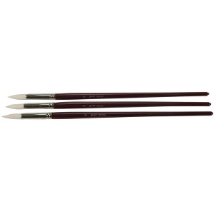 Sax Optimum White Synthetic Taklon Paint Brushes with Long Handles, Round Type, Size 8, Set of 3 - 1 of 3
