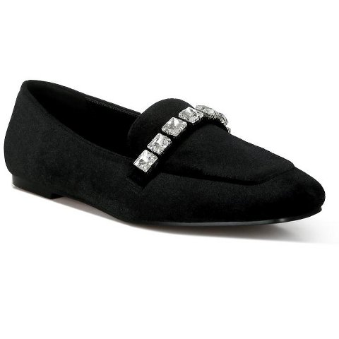 Женские туфли Rag & Co Womens Kyari Velvet Diamante Strap Loafers 6