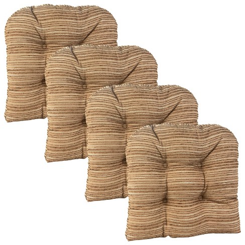 Gripper 15 x 15 Non-Slip Chance Tufted Memory Foam Chair Cushions Set of  4 - Brown