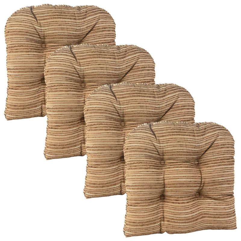 Gripper 15&#34; x 15&#34; Non-Slip Chance Tufted Memory Foam Chair Cushions Set of 4 - Brown, 1 of 4