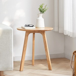 Modern Solid Wood End Table,Accent Table with Round Tabletop And Tapered Legs,Small Side Table For Living Room Bedroom-Cuddlewood - 1 of 4