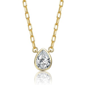 Pear-Shaped Stud Necklace with Clear Cubic Zirconia – A Classic and Elegant Design Featuring Sparkling Pear-Cut Stones for a Timeless Look - 1 of 3