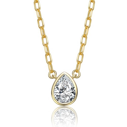 Pear-Shaped Stud Necklace with Clear Cubic Zirconia – A Classic and Elegant Design Featuring Sparkling Pear-Cut Stones for a Timeless Look - image 1 of 3