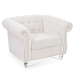 NicBex PU Leather Accent Chair,Upholstered Living Room Chairs with Button Tufted Back and Birch Wooden Legs,Accent Chairs for Living Room - 1 of 4