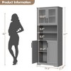 Kitchen Pantry Cabinet, Wood Coffee Bar Cabinet with 4 Doors and 1 Drawer, - 2 of 4