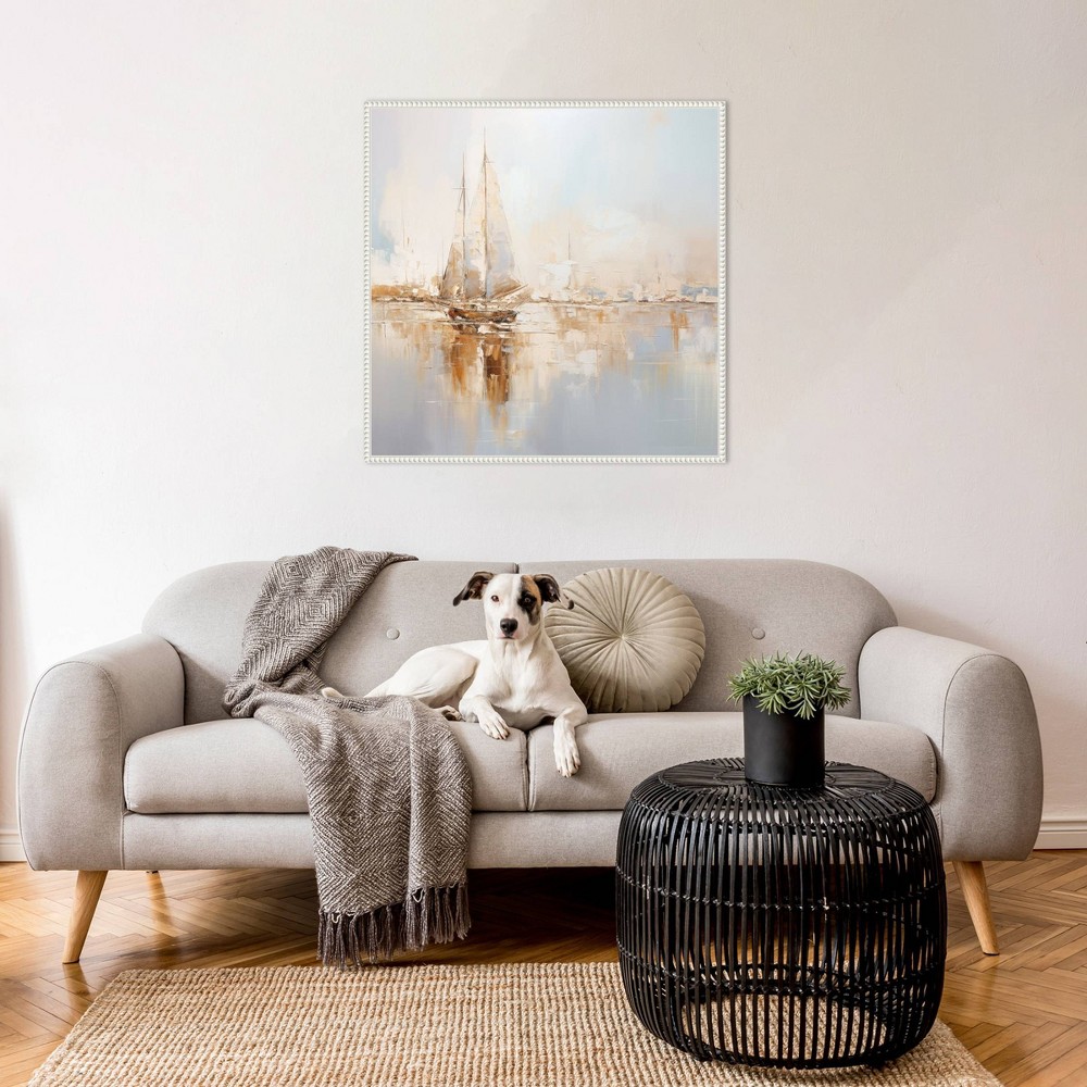 Photos - Other Decoration Amanti Art 30"x30" Gold Boats I by Lazar Studio Framed Canvas Wall Art Print: Polystyrene Frame, Lithograph Medium, Hanging