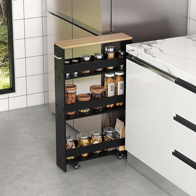 Costway Rolling Kitchen Slim Storage Cart Mobile Shelving Organizer with Handle, 2 of 11