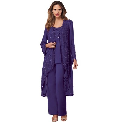 Roaman's Women's Plus Size Petite Beaded Pant Set