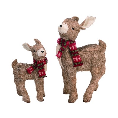 Transpac Foam 13 in. Brown Christmas Sisal Deer Set of 2