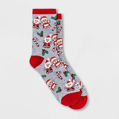 Women's Mr. & Mrs. Gingerbread Holiday Crew Socks - Wondershop™ Heather Gray 4-10