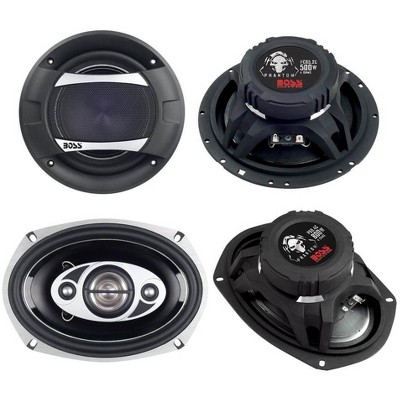 Boss Phantom PC65.2C 6.5-Inch 500 Watt 2-Way Car Component Speakers and 2) Boss Phantom P694C 6x9-Inch 800 Watt 4-Way Car Speakers