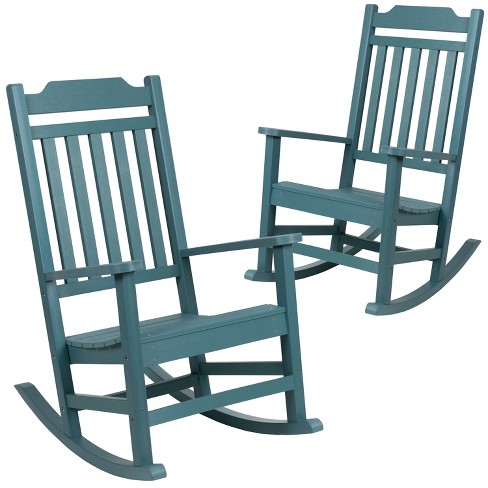 Merrick Lane Set Of 2 Teal Poly Resin Indoor outdoor Rocking