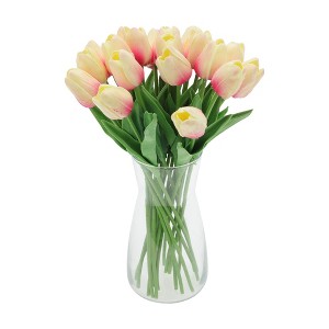 Unique Bargains Christmas 20 Pcs Artificial Flowers Fake Tulips for Wedding Rooms Home Hotel Party Decoration Deep Pink - 1 of 4