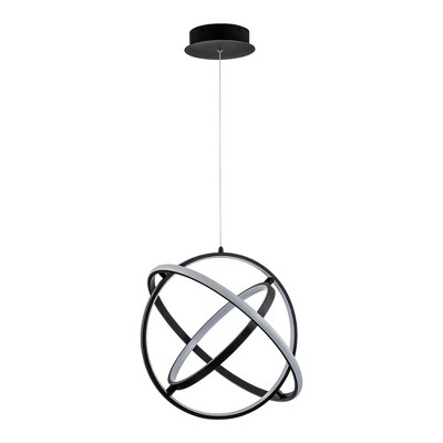 C Cattleya 16in. Modern Black Aluminum Adjustable LED Globe Chandelier